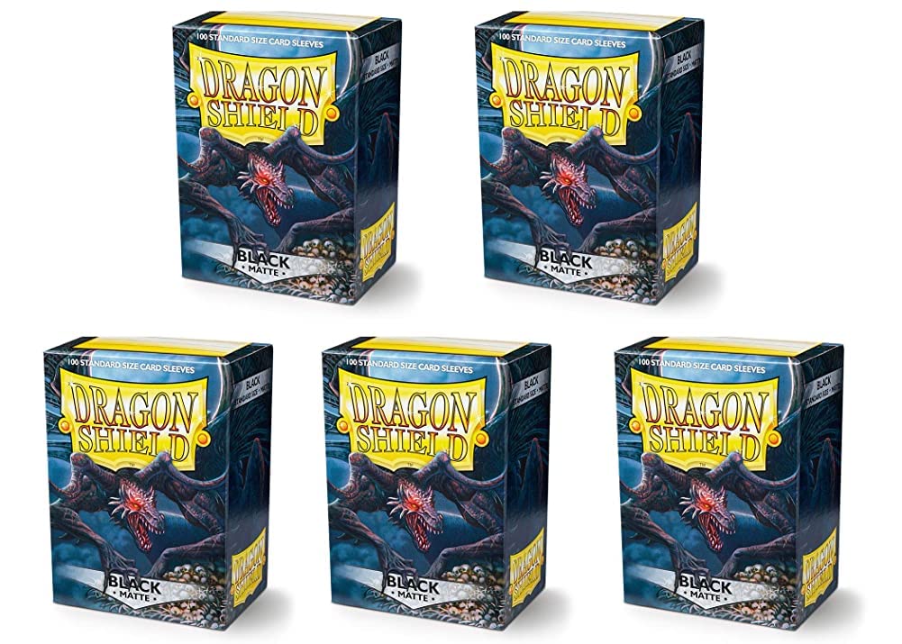 Dragon Shield matte black sleeves box front, durable storage for 100 sleeves.