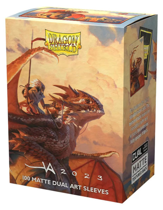 Dragon Shield matte dual art sleeves front view shows smooth shuffle and textured handling.