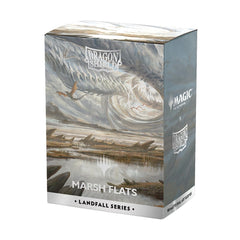Dragon Shield Matte Dual Art Sleeves Marsh Flats artwork protects rare MTG cards.