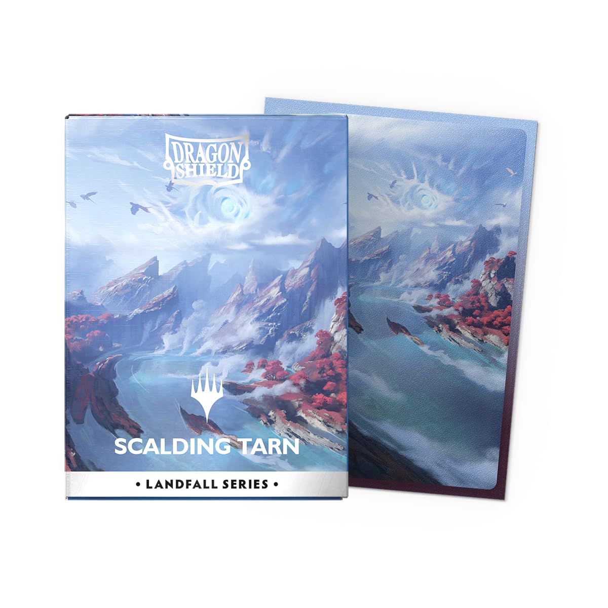 Dragon Shield Scalding Tarn artwork on sleeve provides peel-free, long-lasting visuals.