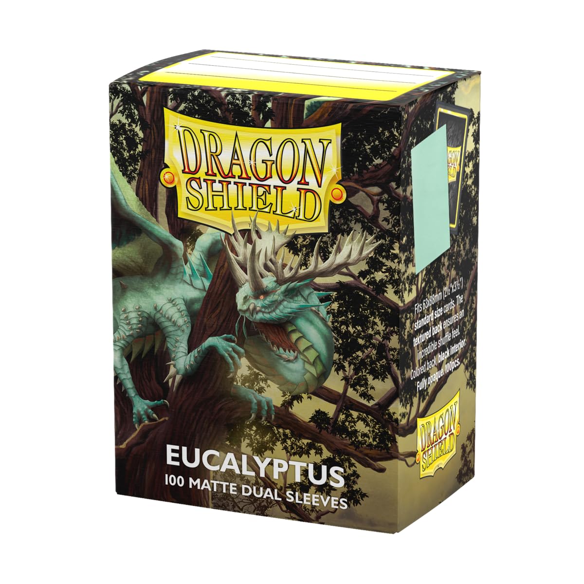 Dragon Shield matte dual standard sleeves front view with clear fronts and textured back for controlled handling.