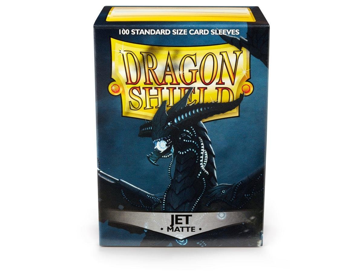 Dragon Shield Matte Jet standard-size sleeves fit LCG and CCG cards.