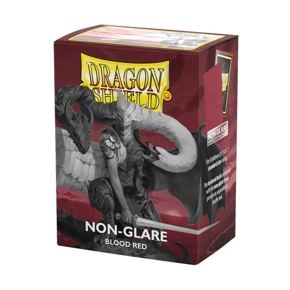 Dragon Shield Blood Red matte sleeves front view with standard cards