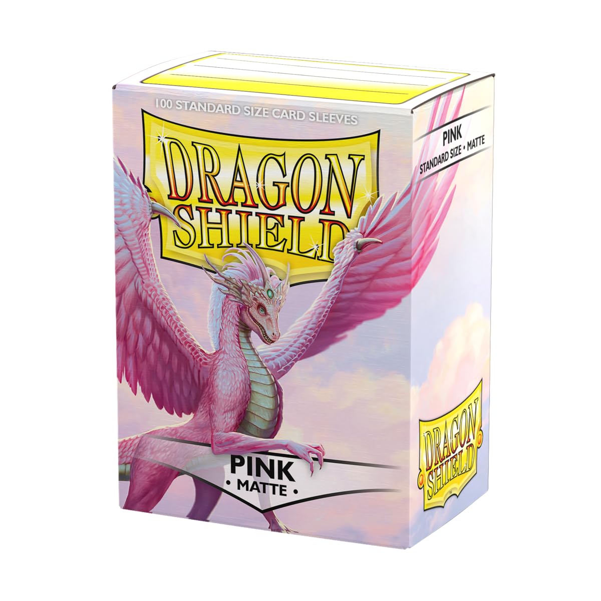 Dragon Shield matte sleeves pink front view protecting standard-size cards during play.