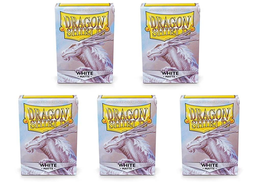Dragon Shield Matte White sleeves sturdy cardboard box with a label lid for organization