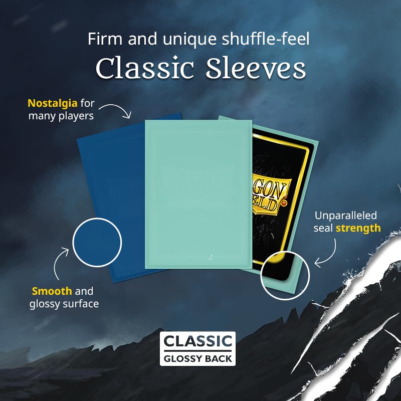 Dragon Shield Classic Blue sleeves box with label for easy personalization