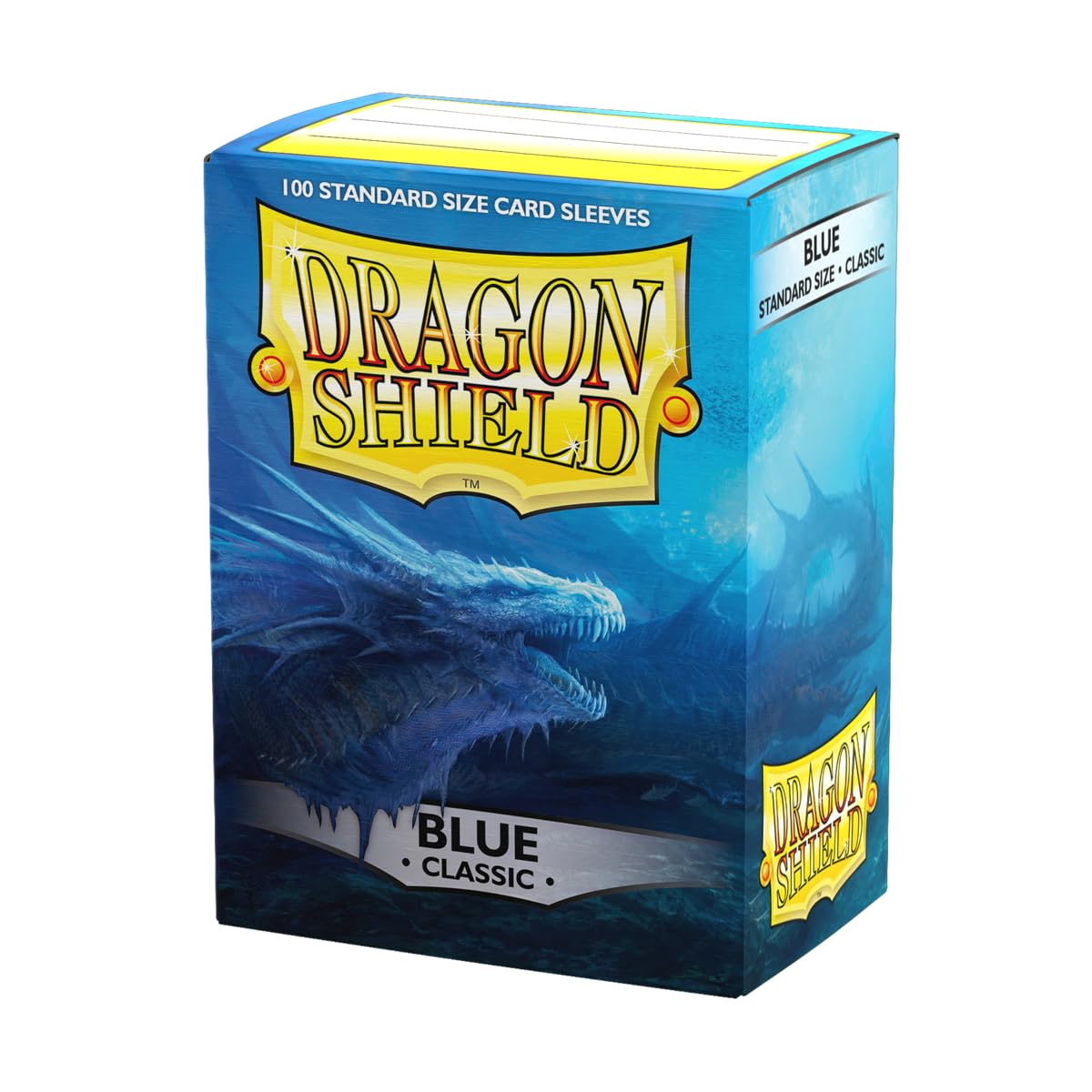 Dragon Shield Classic Blue sleeves front view shows crystal-clear protection for cards