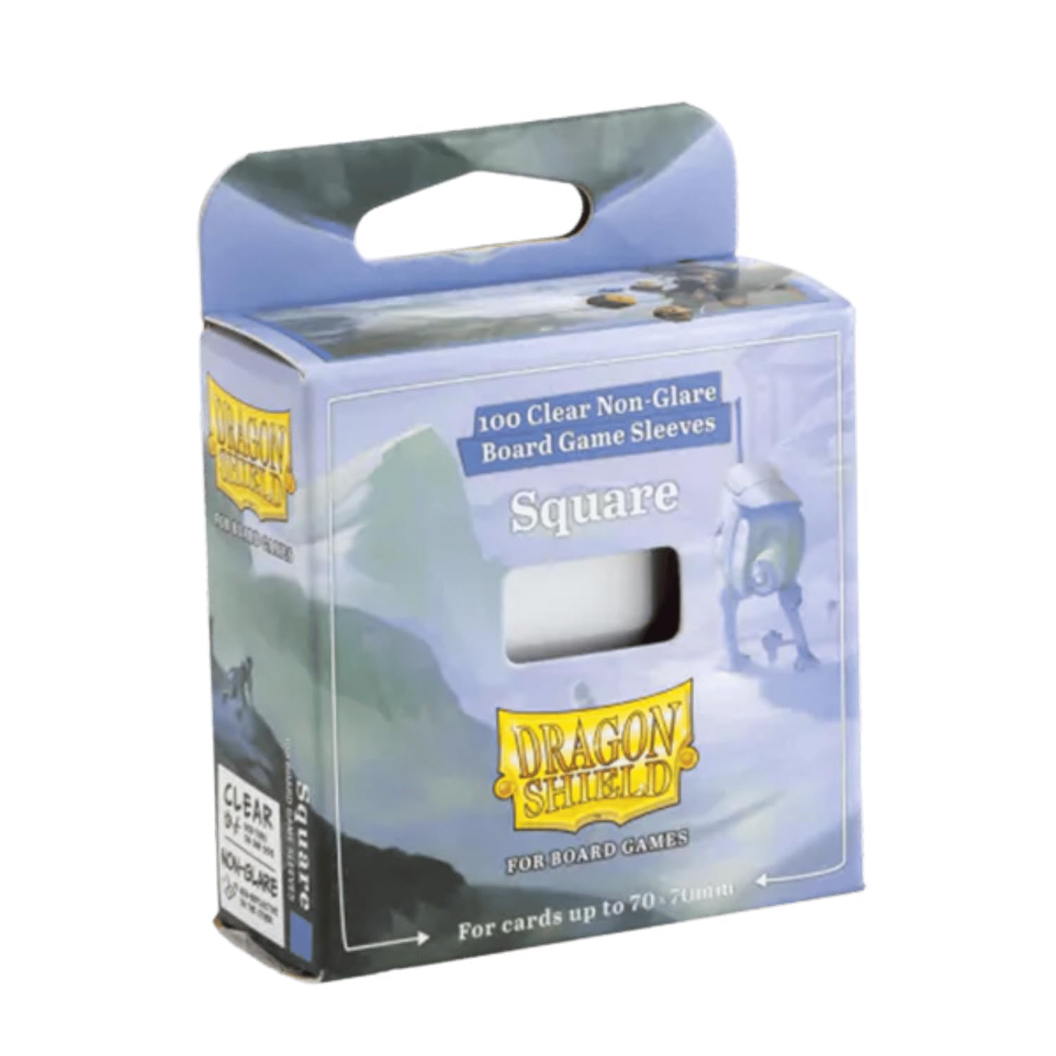 Dragon Shield square sleeves close-up highlighting durable, acid-free protection for cards.