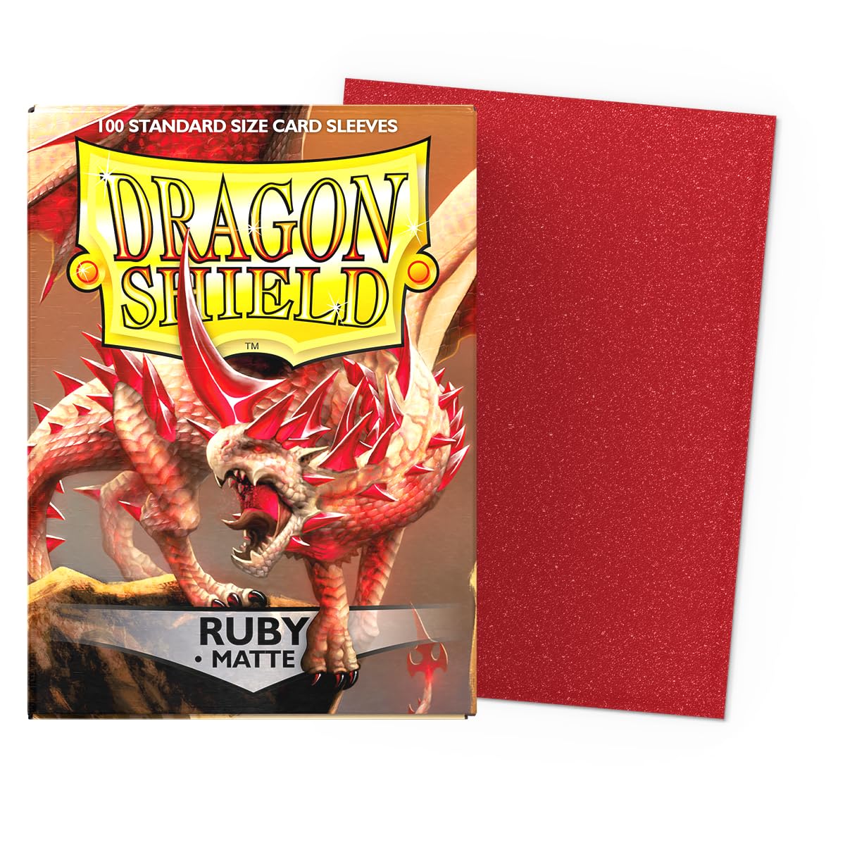 Ruby Matte Dragon Shield sleeves provide a smooth shuffle experience and reduced sticking.