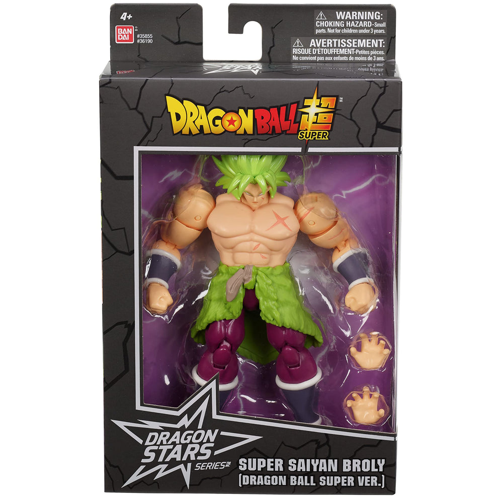 Dragon Stars Series Broly figure on a shelf with other collectibles.