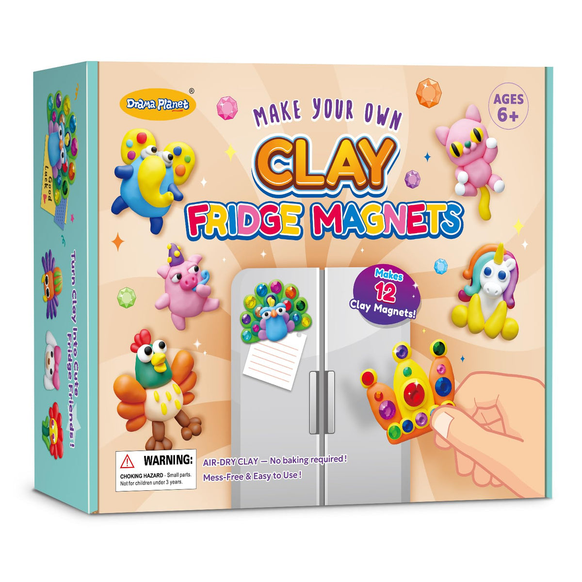 Drama Planet clay magnets kit packaging shows organized color palette for kids crafts