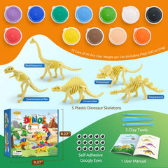 Drama Planet Dinosaur Air Dry Clay Kit skeletons 5 for realistic display