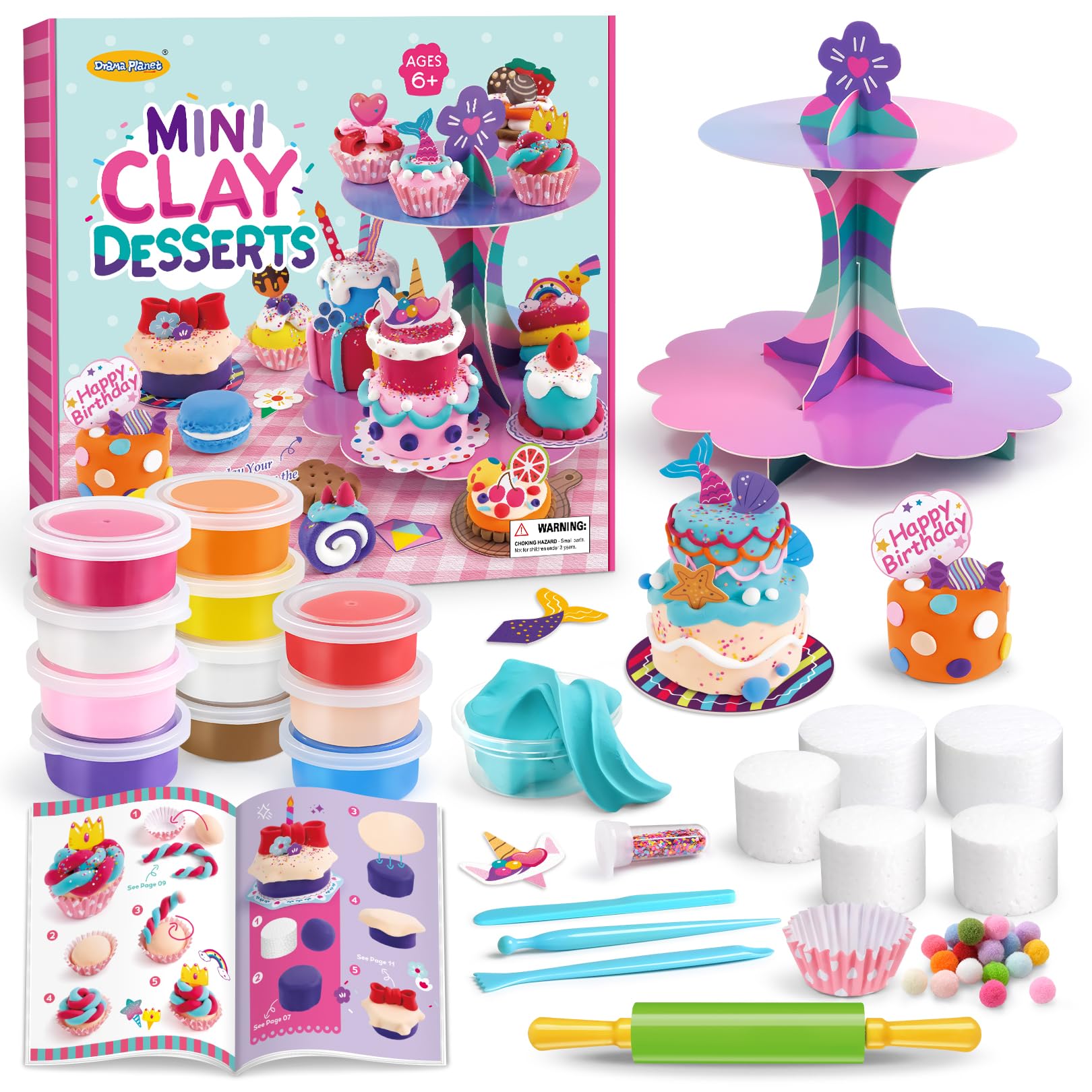 Drama Planet mini desserts clay kit for kids to sculpt tasty-looking treats safely.
