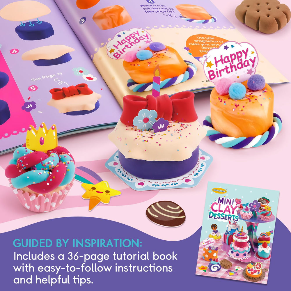 Drama Planet two-tier display stand showcases kid-made clay creations proudly.
