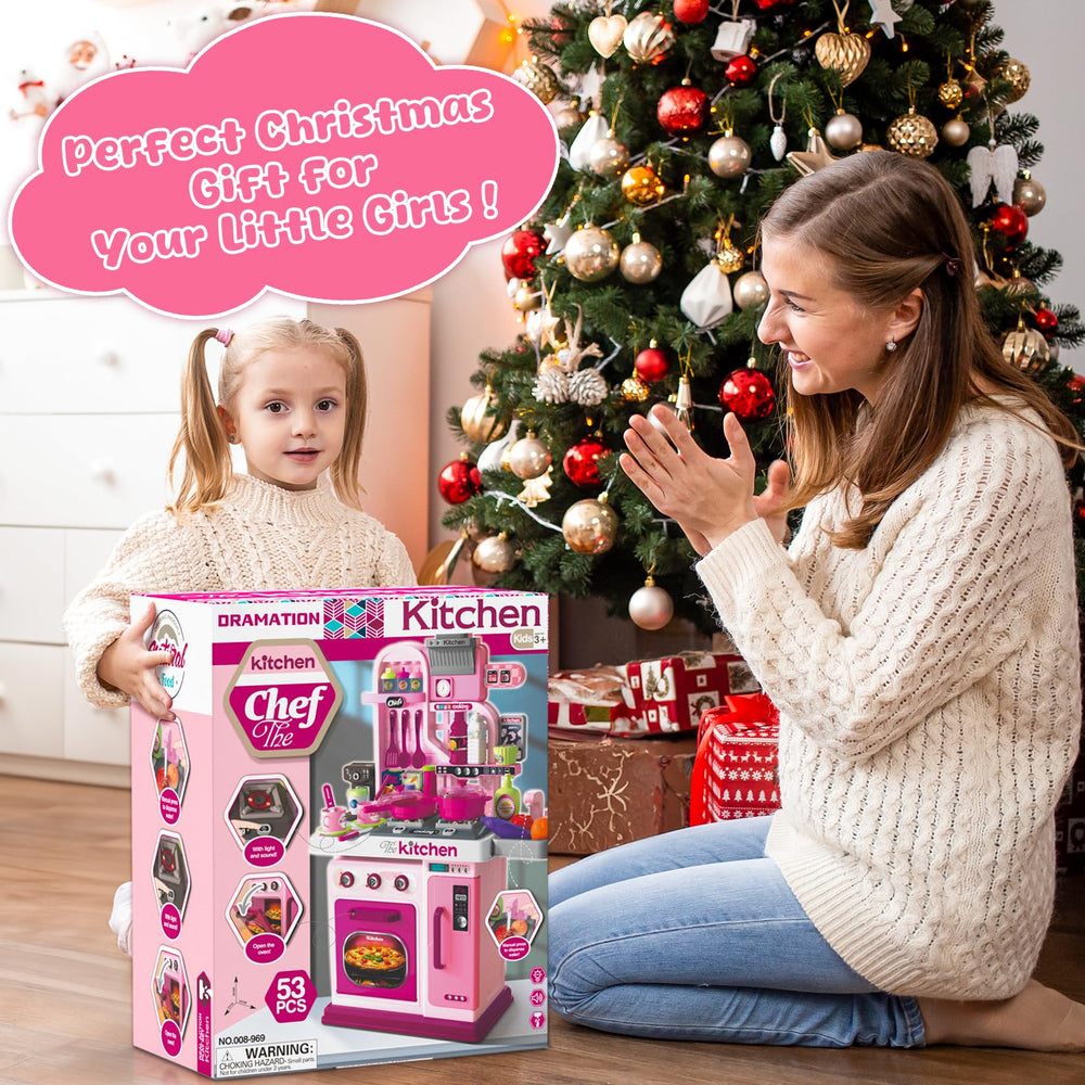 DRAMATION pink kids kitchen complete set designed for space-saving play