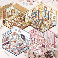 Draupnir 3D house stickers—bookstore scene for study notes and planning