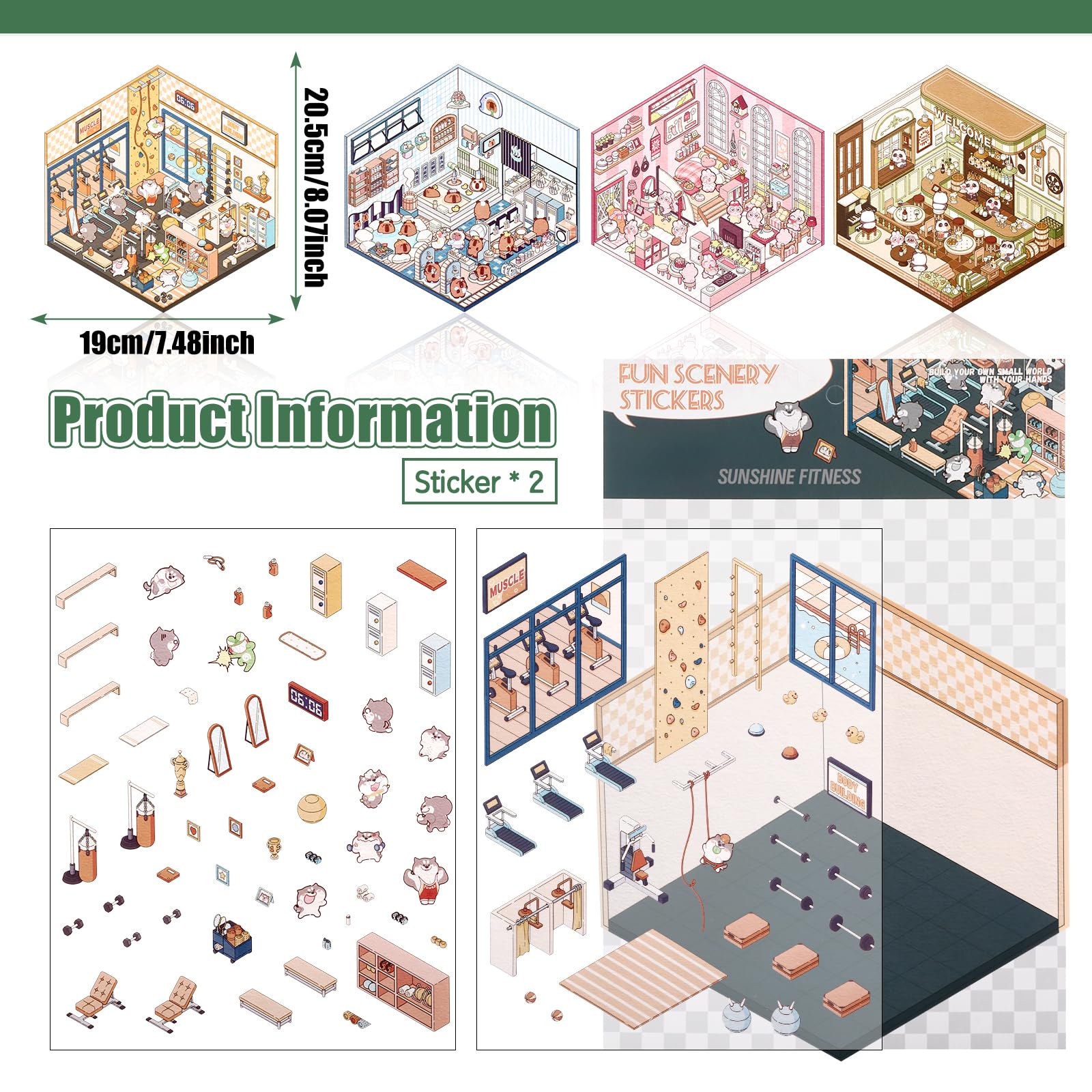 Draupnir 3D house stickers—coffee shop scene for personalizing notebooks
