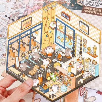 Draupnir 3D house stickers—loft apartment scene for desk art