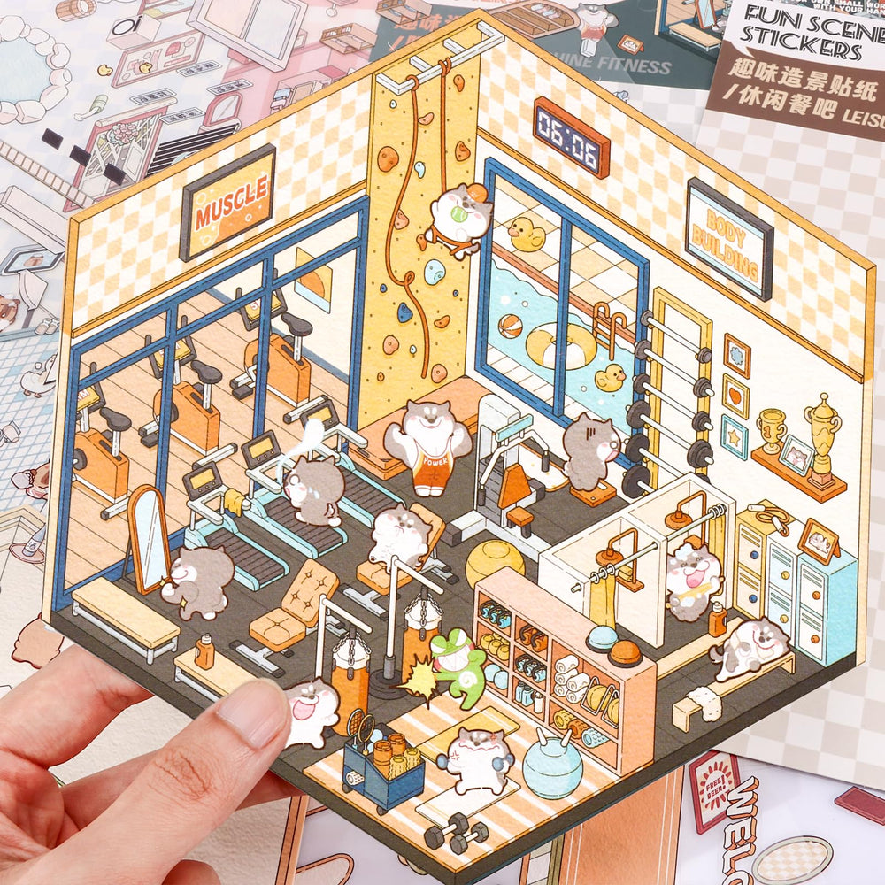 Draupnir 3D house stickers—loft apartment scene for desk art