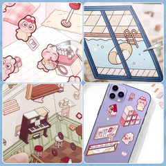 Draupnir 3D house stickers—music bar scene for desk decor and gifts