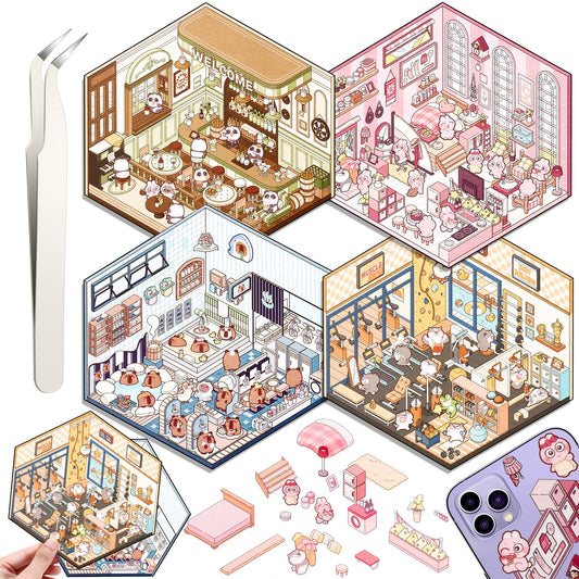 Draupnir 3D house stickers—supermarket scene for fun labeling and decor