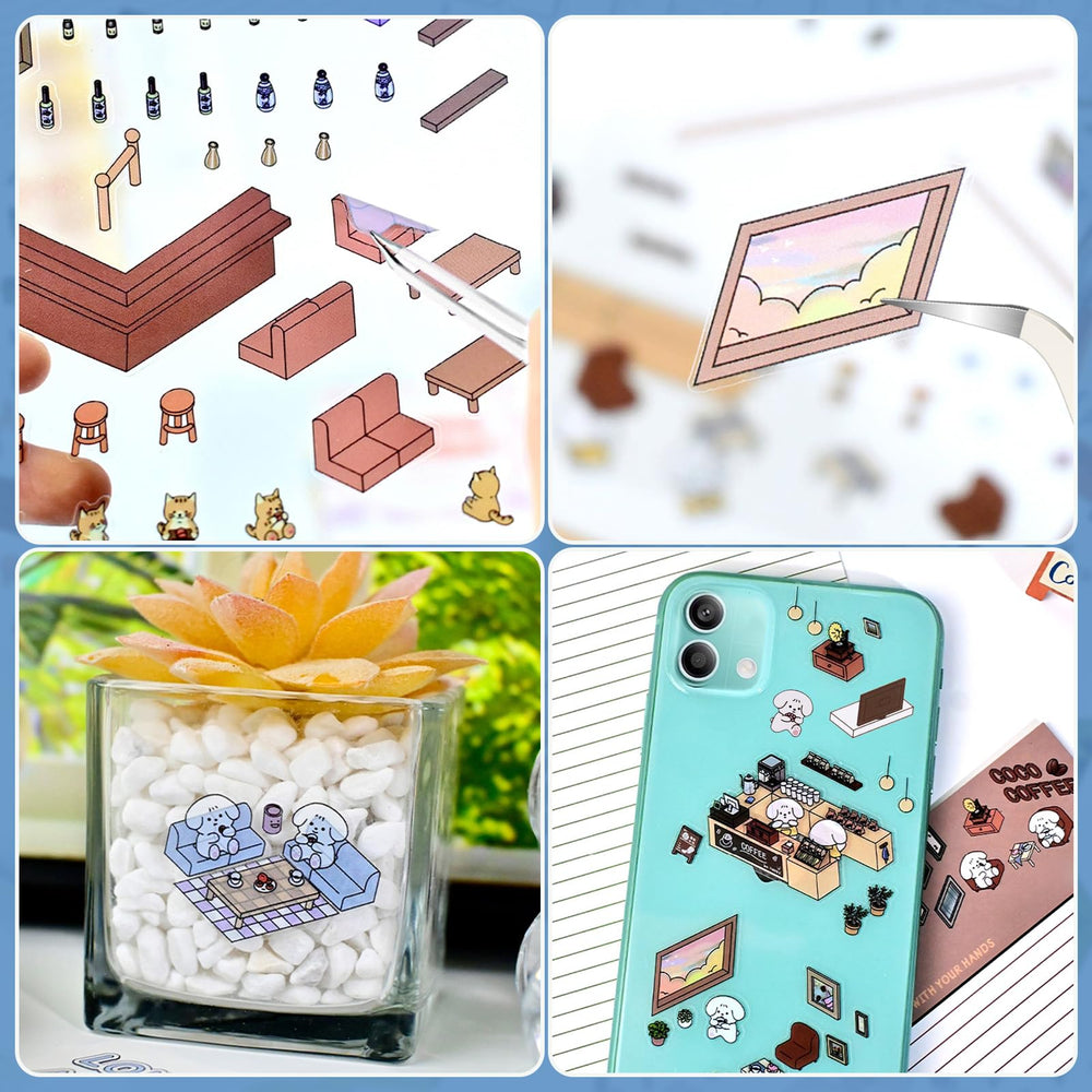 Draupnir DIY 3D House Stickers bookstore scene adds color to notebooks