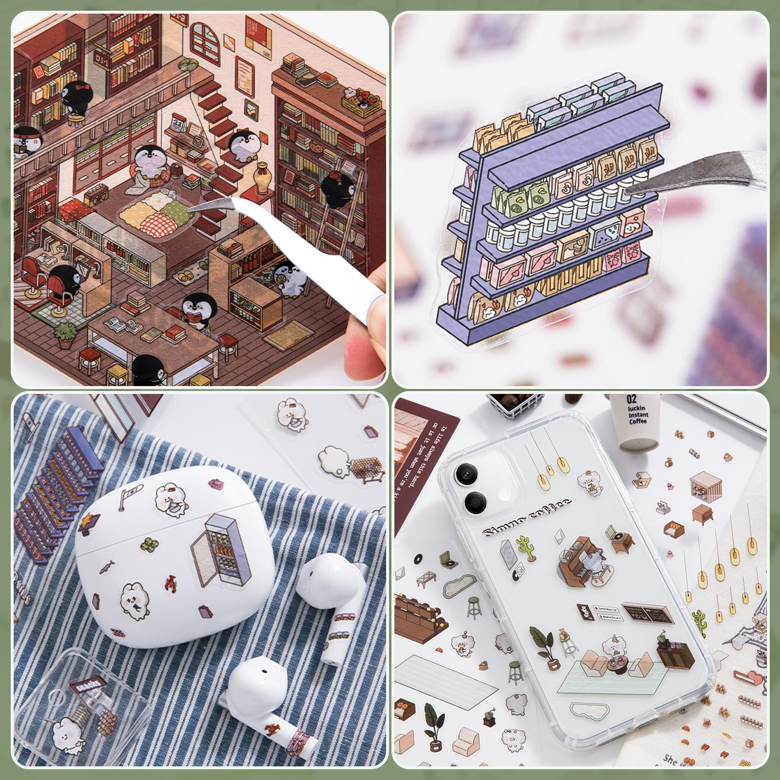 Draupnir DIY 3D House Stickers bookstore scene brightens shelves and journals.