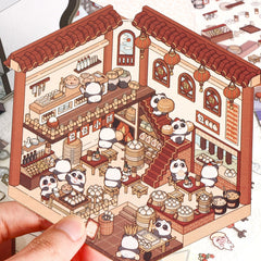 Draupnir DIY 3D House Stickers bookstore scene perfect for journals and laptops