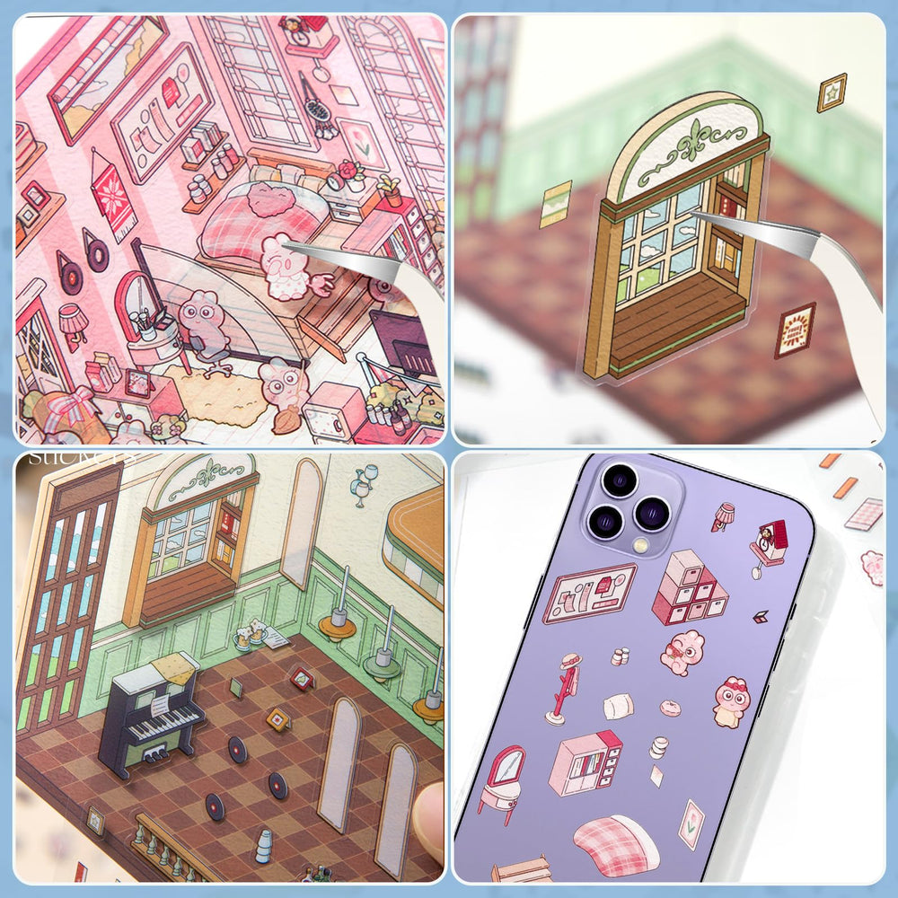 Draupnir DIY 3D House Stickers bookstore scene sparks creativity on walls and gadgets