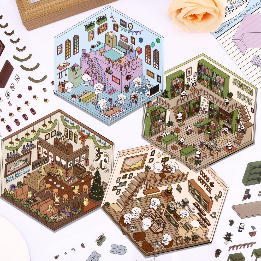 Draupnir DIY 3D House Stickers coco coffee shop scene cute and versatile