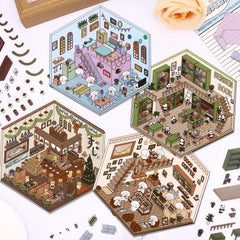 Draupnir DIY 3D House Stickers coco coffee shop scene cute and versatile