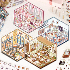 Draupnir DIY 3D House Stickers coffee shop scene decorates your gear