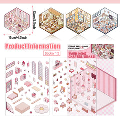 Draupnir DIY 3D House Stickers restaurant scene adds whimsy to notebooks and devices