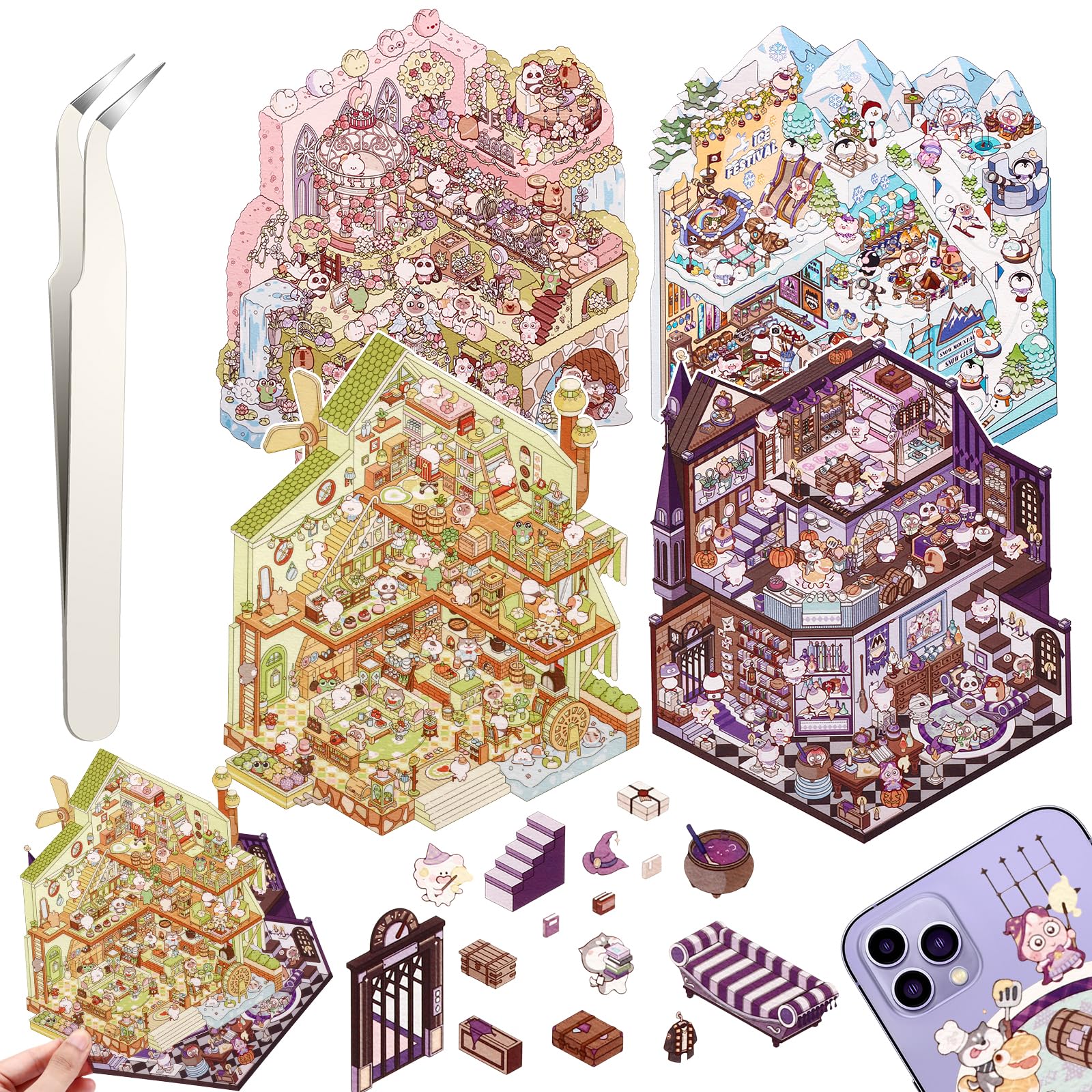 Draupnir DIY 3D House Stickers supermarket scene for playful display and creative planning