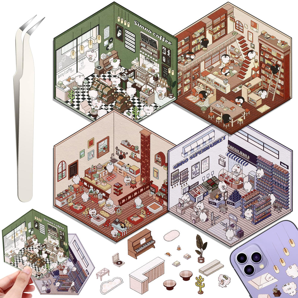 Draupnir DIY 3D House Stickers supermarket scene for playful room decor and storytelling.