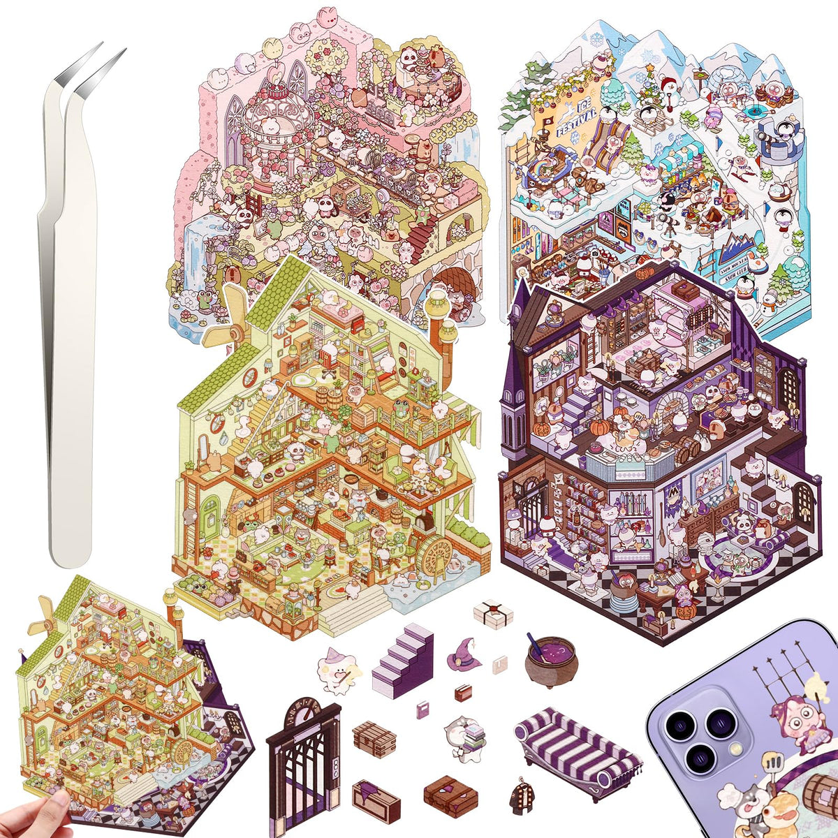 Draupnir DIY 3D House Stickers supermarket scene for playful display and creative planning