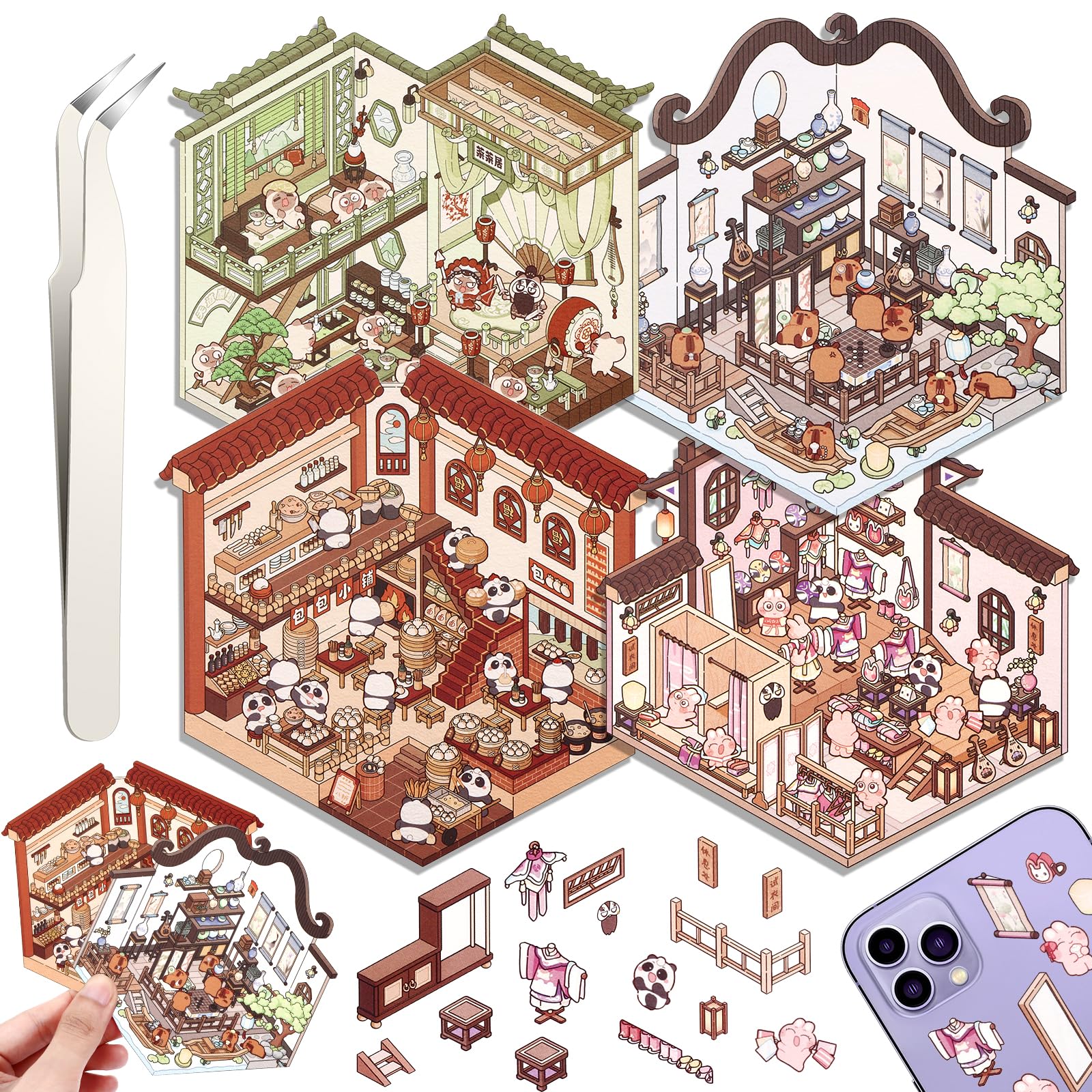 Draupnir DIY 3D House Stickers supermarket scene for stylish desk decor and organization