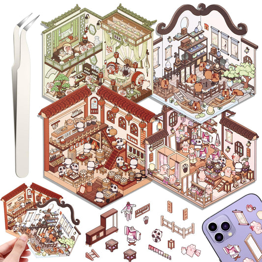 Draupnir DIY 3D House Stickers supermarket scene for stylish desk decor and organization