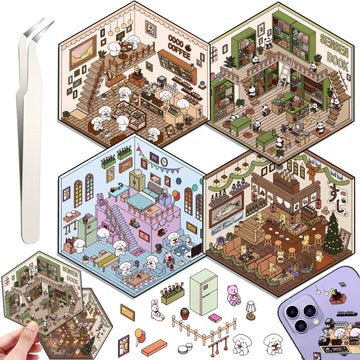 Draupnir DIY 3D House Stickers supermarket scene for creative desk decor and stress relief