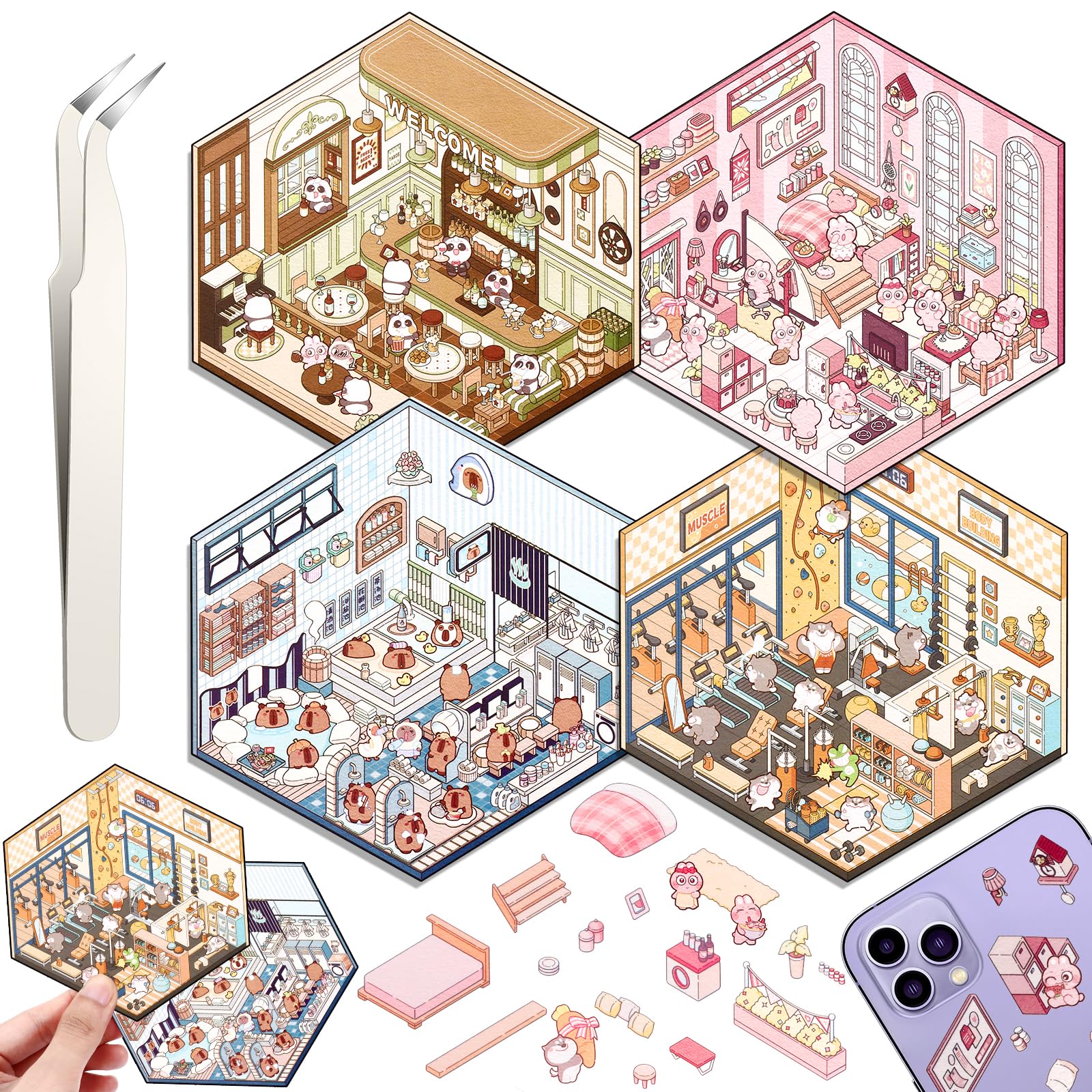 Draupnir DIY 3D House Stickers supermarket scene to brighten home decor and organization