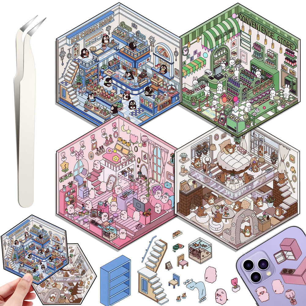 Draupnir DIY 3D House Stickers supermarket scene for playful organization and stress relief