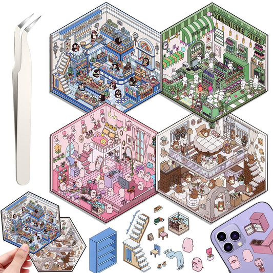 Draupnir DIY 3D House Stickers supermarket scene for playful organization and stress relief