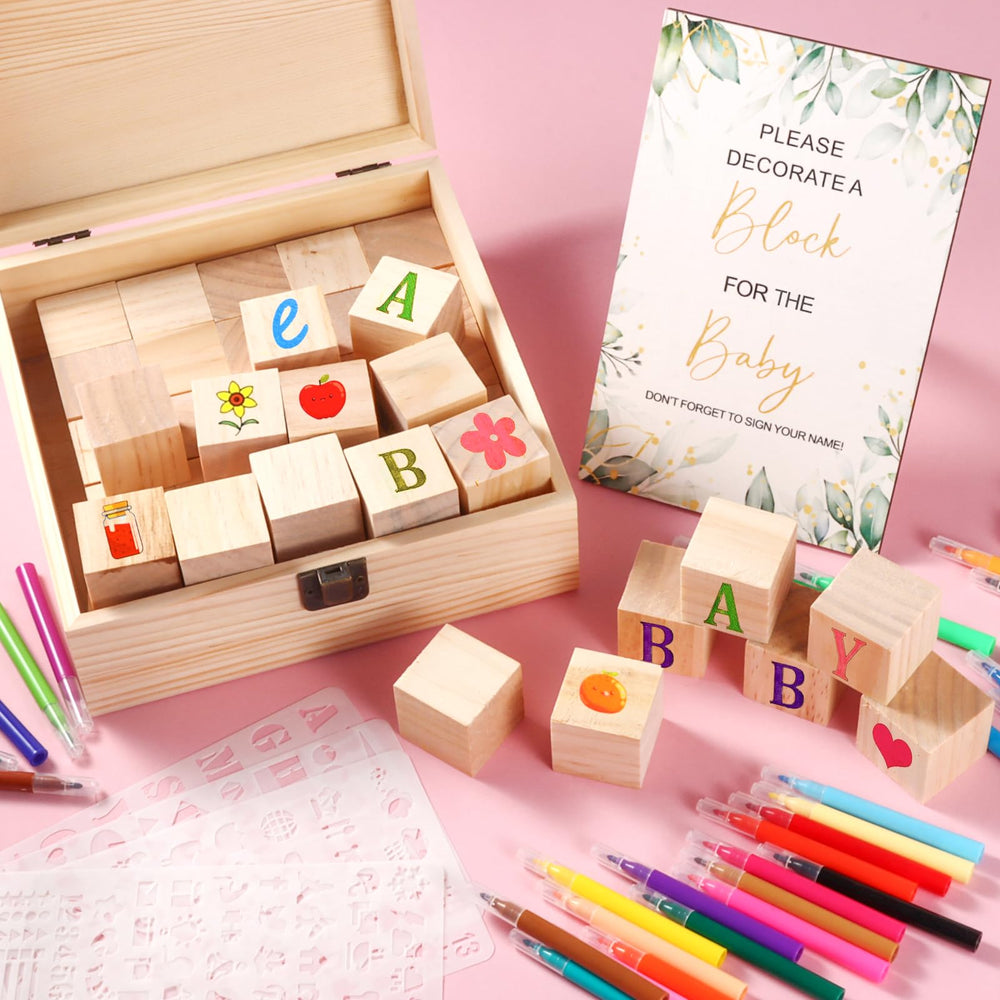 Draupnir wooden storage box keeping the baby shower kit organized