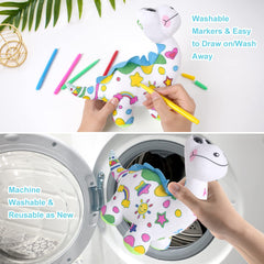 DrawMyToy clear storage bag keeps markers and plush organized for travel