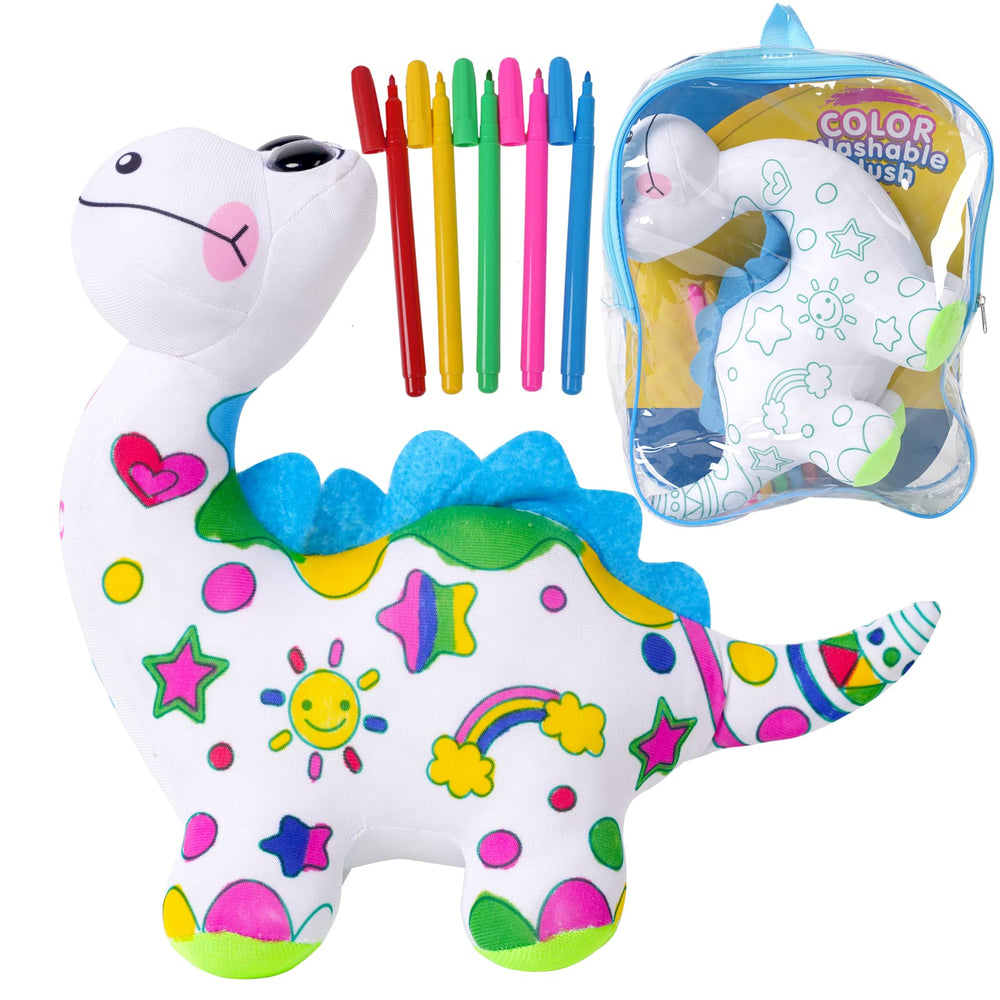 DrawMyToy coloring dinosaur plush front view invites creative play with colorable patterns