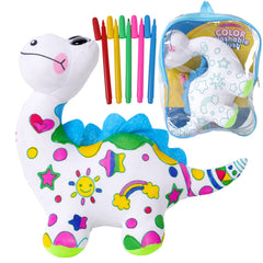 DrawMyToy coloring dinosaur plush front view invites creative play with colorable patterns