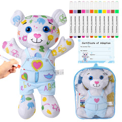 DRAWMYTOY coloring plush bear blue during a coloring session.