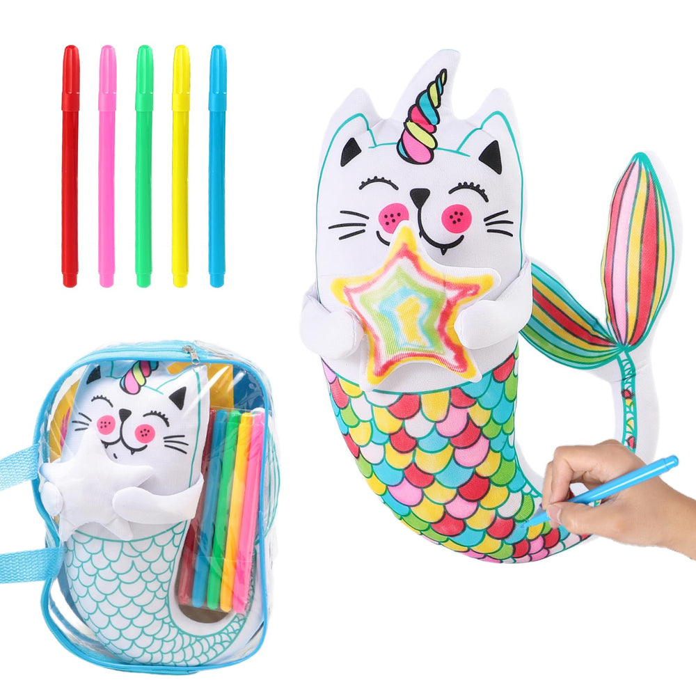 DRAWMYTOY coloring plush toy Fish Cat ready for color play