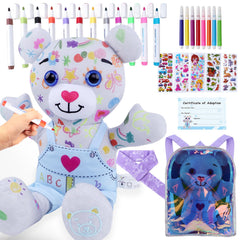 DRAWMYTOY blue bear plush ready for coloring and creativity