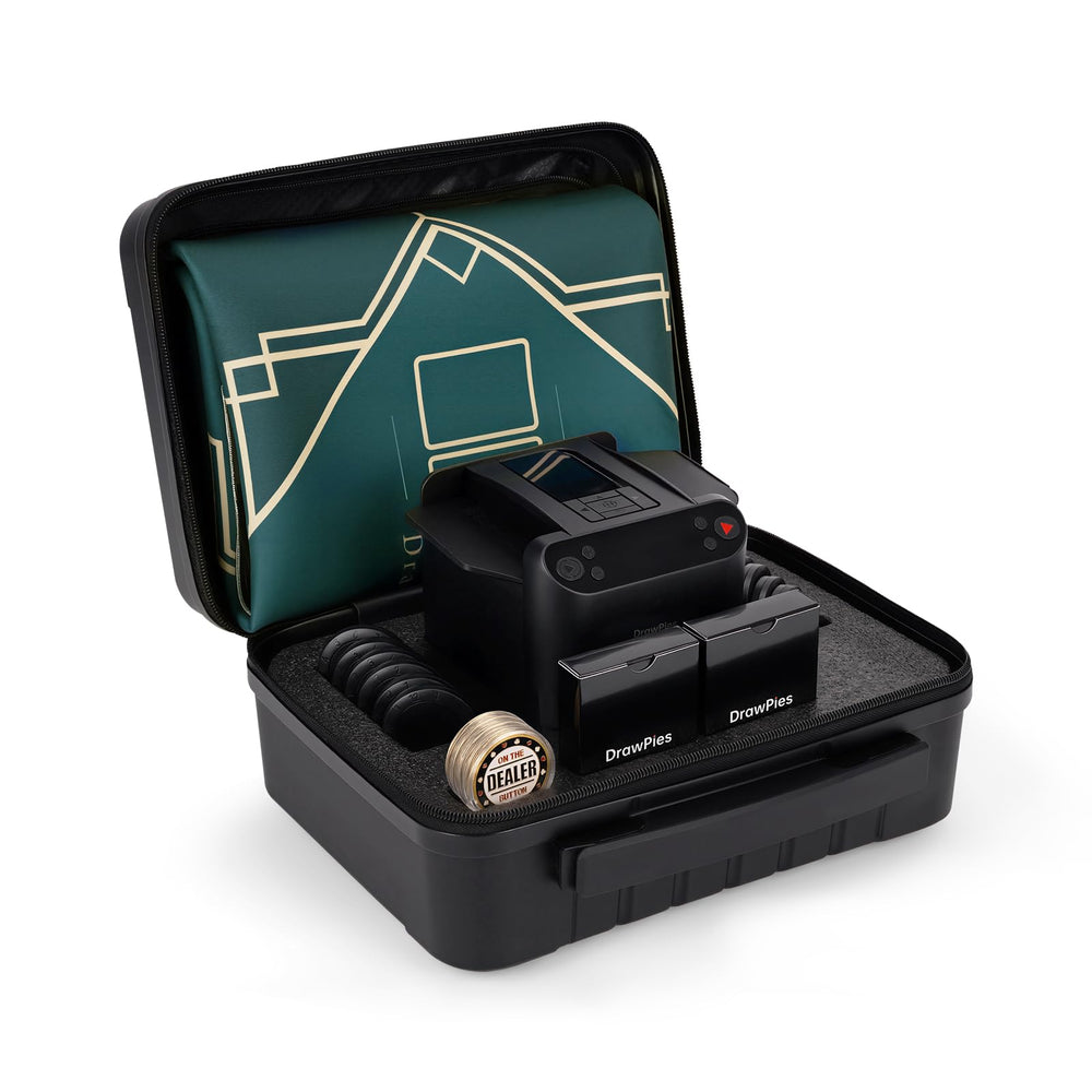 DrawPies automatic shuffler and dealer with 360 degree rotation for smooth dealing.